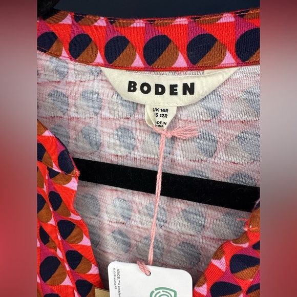 NEW Boden Naomi Relaxed Jersey Dress in Rouge/Red Sphere Geo Women’s 12R - Picture 6 of 9